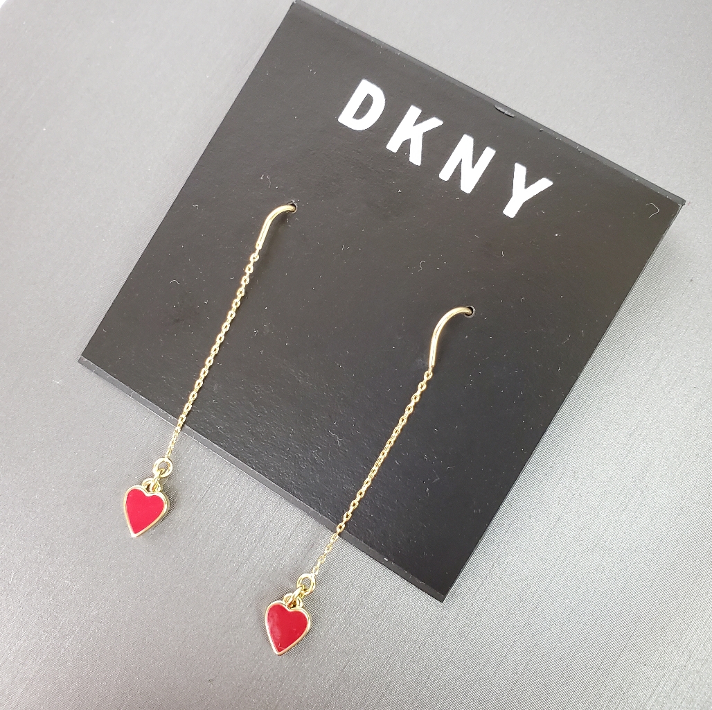 Nwt Dkny Dangle Heart Threader Earrings 20$